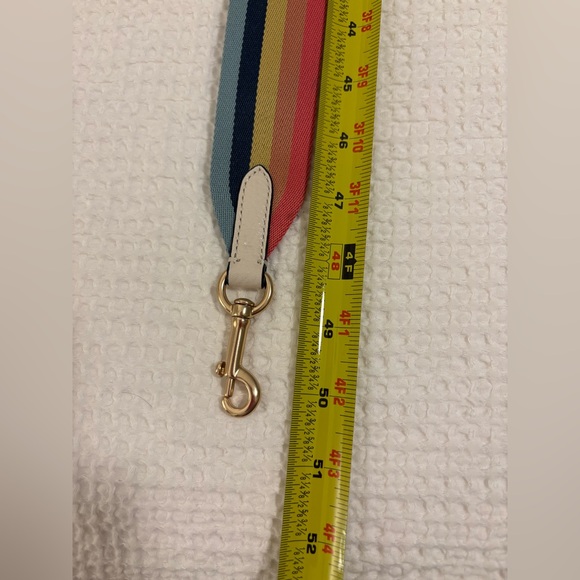 Coach Rainbow Stripe Canvas Webbing Purse Strap Chalk Leather Trim Gold Hardware - Picture 14 of 14